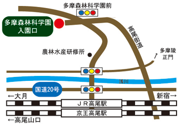 多摩森林科学園への案内図