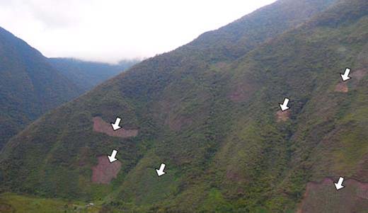 Photo: Examples of human activity in the Andes Mountains