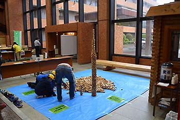 写真13：体験コーナー「スギのサイコロで遊ぶコーナー」その1