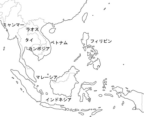 図1.調査対象の東南アジア8ヶ国の図