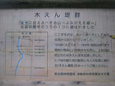 写真3：坪毛沢木堰堤群を紹介する看板